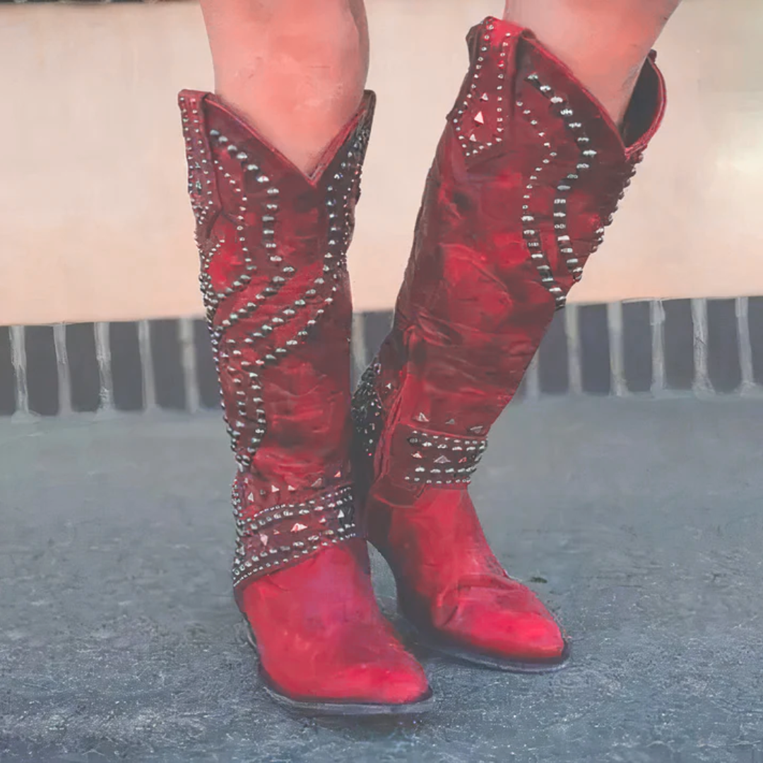 EB | Niete Lange Dicke Absatzstiefel