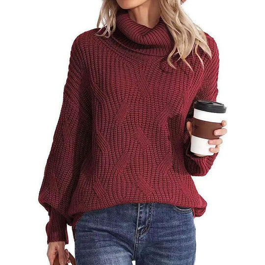 EB | Pullover - Damen Winter Kabelstrick Rollkragenpullover