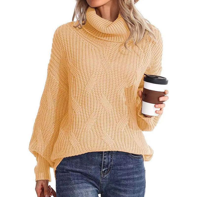 EB | Pullover - Damen Winter Kabelstrick Rollkragenpullover
