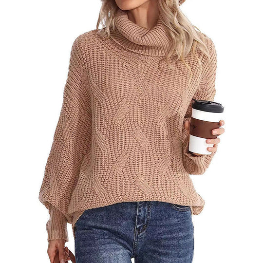EB | Pullover - Damen Winter Kabelstrick Rollkragenpullover