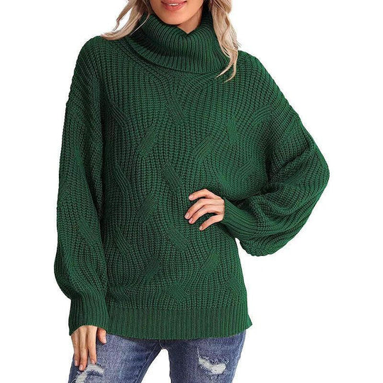 EB | Pullover - Damen Winter Kabelstrick Rollkragenpullover