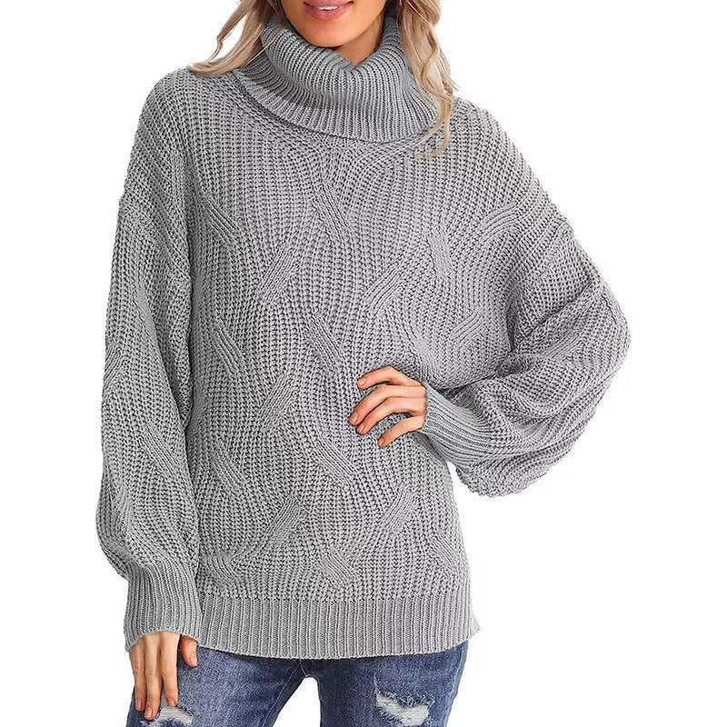 EB | Pullover - Damen Winter Kabelstrick Rollkragenpullover