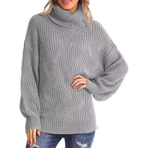EB | Pullover - Damen Winter Kabelstrick Rollkragenpullover