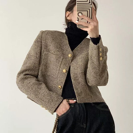 EB | Cropped Blazer – Taillierter Schnitt mit Goldfarbenen Knöpfen