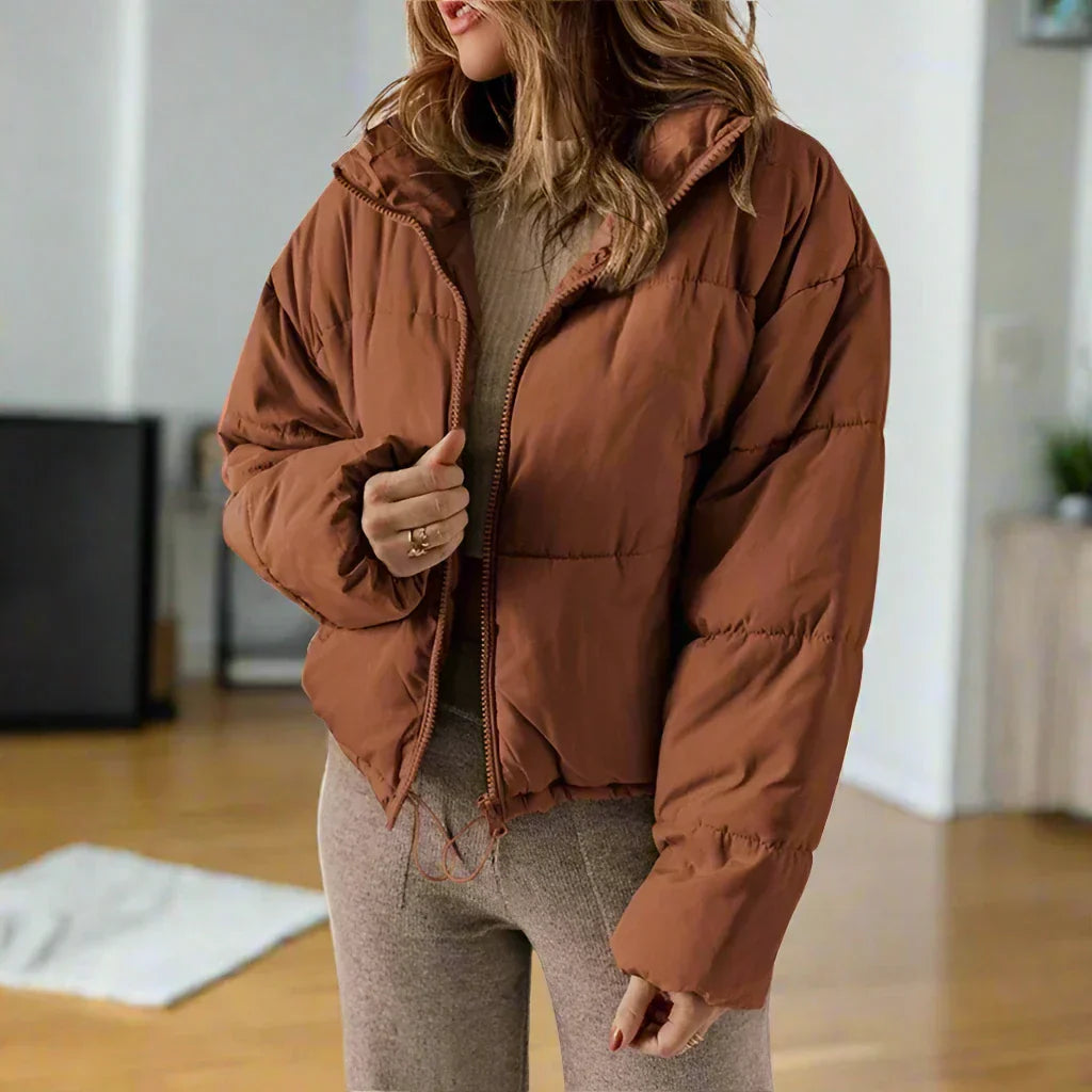 EB | Pufferjacke - Kurze Länge - Hoher Kragen - Reißverschluss - Verstellbare Passform