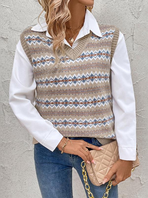 EB | Weste - Damen Herbst Ethnischer Stil Jacquard Strickweste