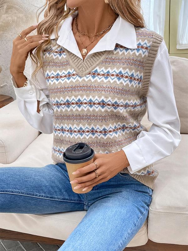 EB | Weste - Damen Herbst Ethnischer Stil Jacquard Strickweste