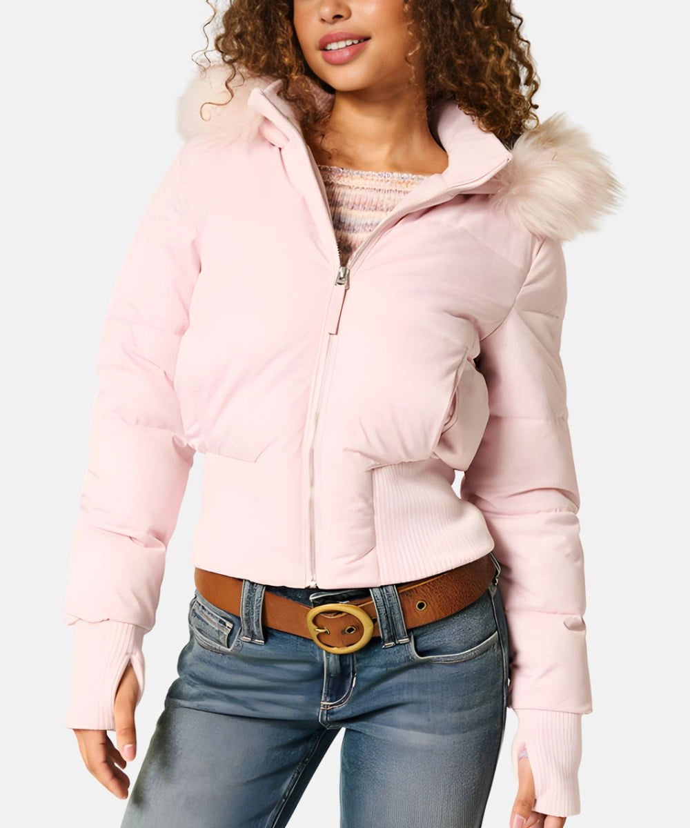Damen Gesteppt Winterjacke mit Warm & Abnehmbarer Kapuze | EB