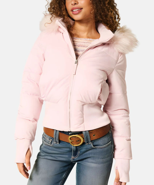 Damen Gesteppt Winterjacke mit Warm & Abnehmbarer Kapuze | EB