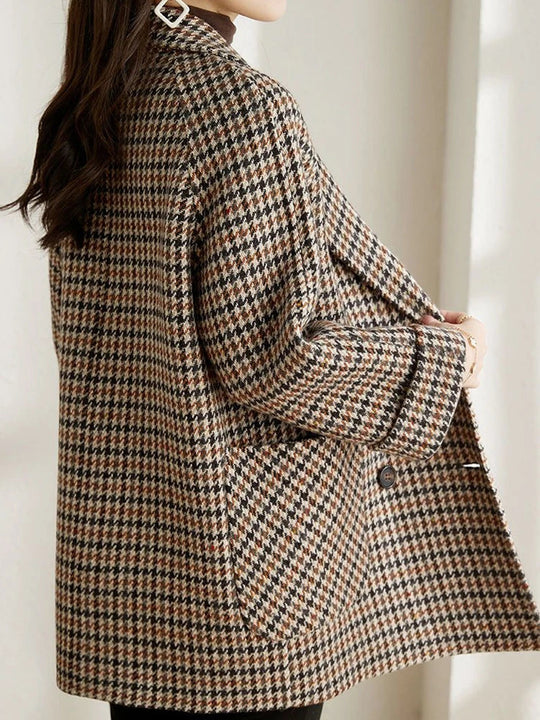EB | Langer Kariert Blazer – Klassischer Herbst-Winter Stil