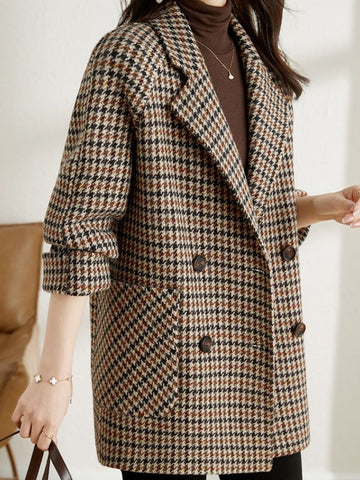 EB | Langer Kariert Blazer – Klassischer Herbst-Winter Stil