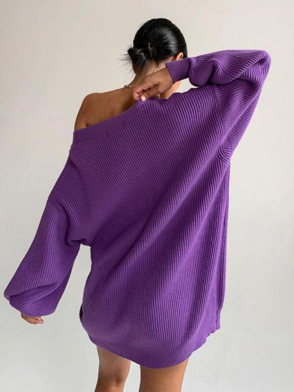 EB | Cardigan - Damen Herbst Übergrößen Rippstrick Knopf-Cardigan