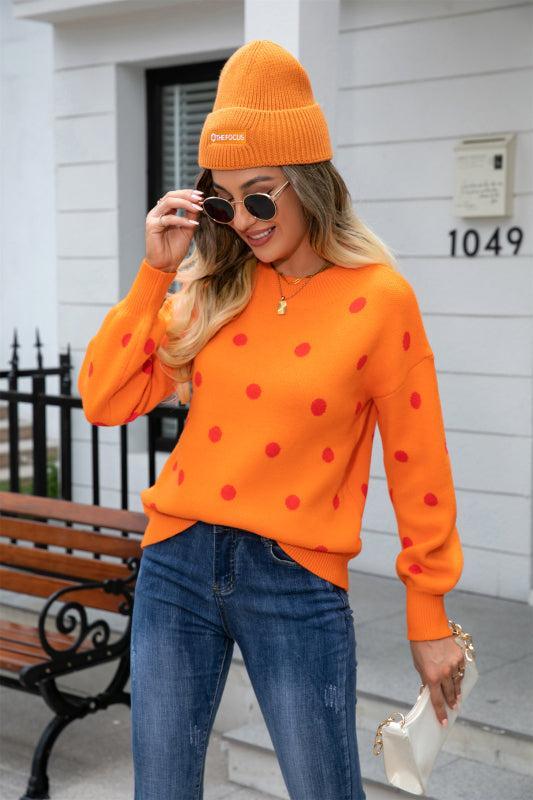 EB | Pullover - Frauen Winter Polka Dots Strickpullover
