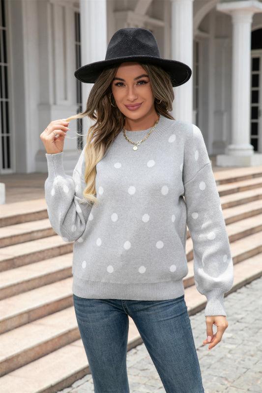 EB | Pullover - Frauen Winter Polka Dots Strickpullover