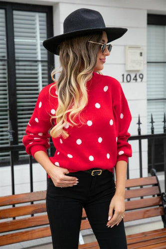 EB | Pullover - Frauen Winter Polka Dots Strickpullover