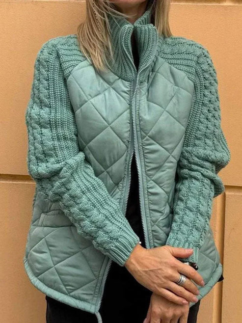 EB | Gesteppte Jacke Texturierte Ärmel mit Reißverschluss Funnel Neck