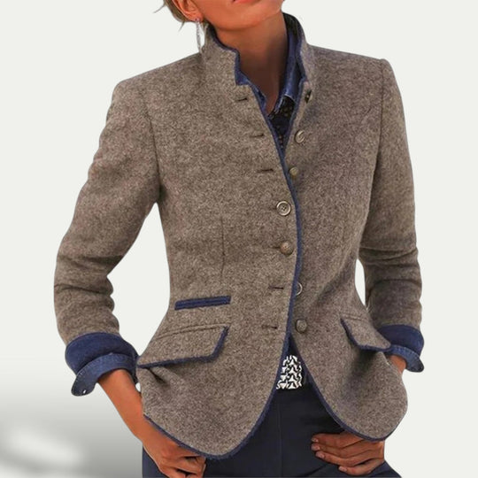 EB | Taillierter Kurzer Blazer mit Stehkragen – Schick Lässige Schicht