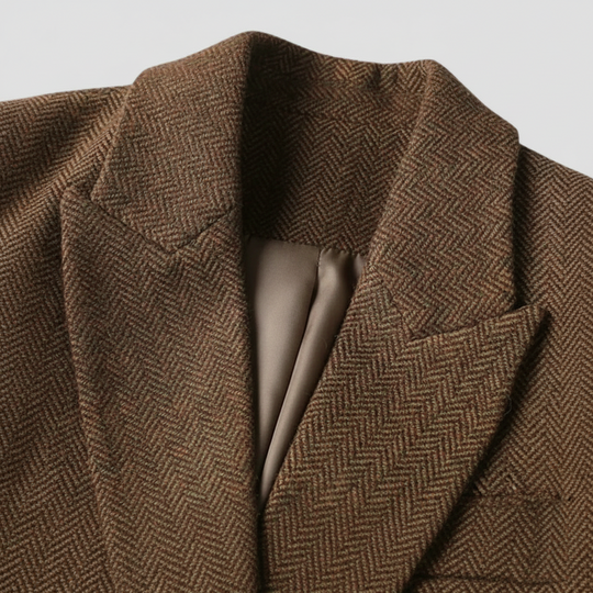 EB | Tweed Blazer Mantel – Doppelreihig, mit Gürtel, Schalkragen