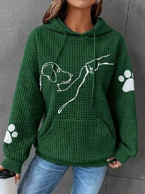 EB | Übergröße Weicher Damen Kapuzenpullover mit Hund Druck