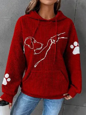EB | Übergröße Weicher Damen Kapuzenpullover mit Hund Druck