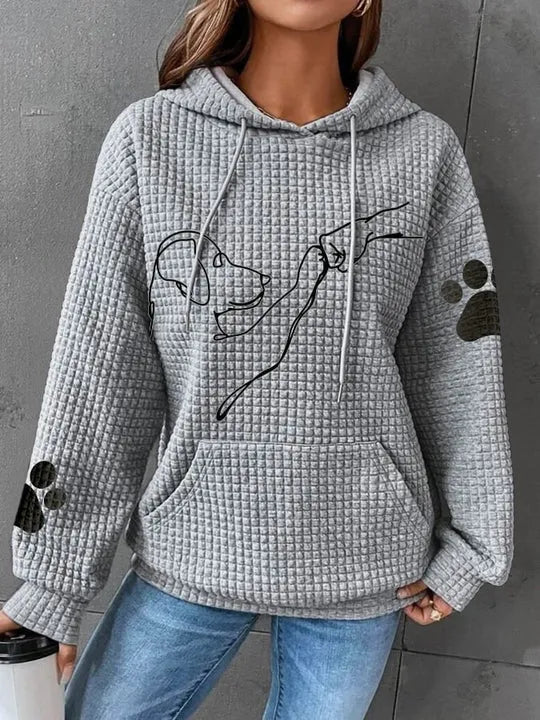 EB | Übergröße Weicher Damen Kapuzenpullover mit Hund Druck