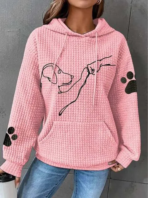 EB | Übergröße Weicher Damen Kapuzenpullover mit Hund Druck