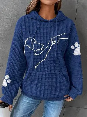 EB | Übergröße Weicher Damen Kapuzenpullover mit Hund Druck