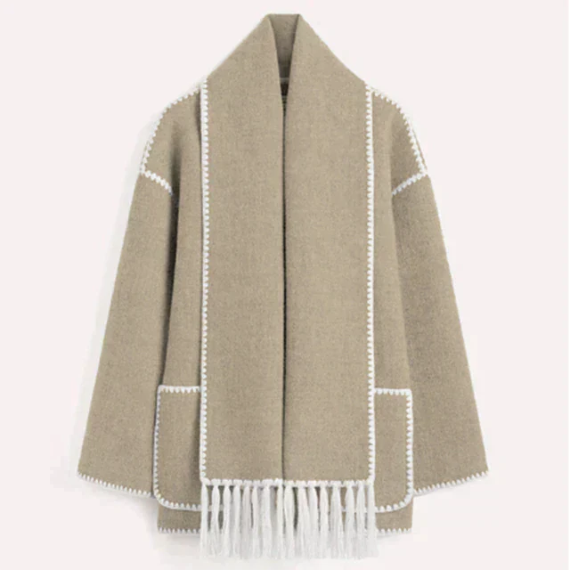 EB | Jacke - Elegantes Oversized-Design mit Schal-Quasten-Detail