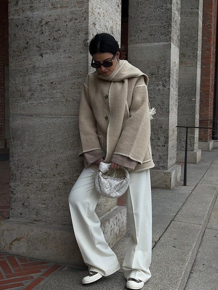 EB | Jacke - Elegantes Oversized-Design mit Schal-Quasten-Detail