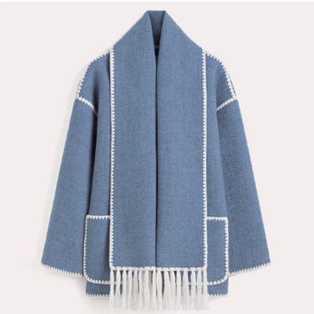 EB | Jacke - Elegantes Oversized-Design mit Schal-Quasten-Detail