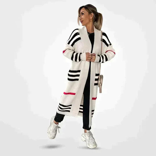 EB | eleganter langer Strickcardigan mit Streifen