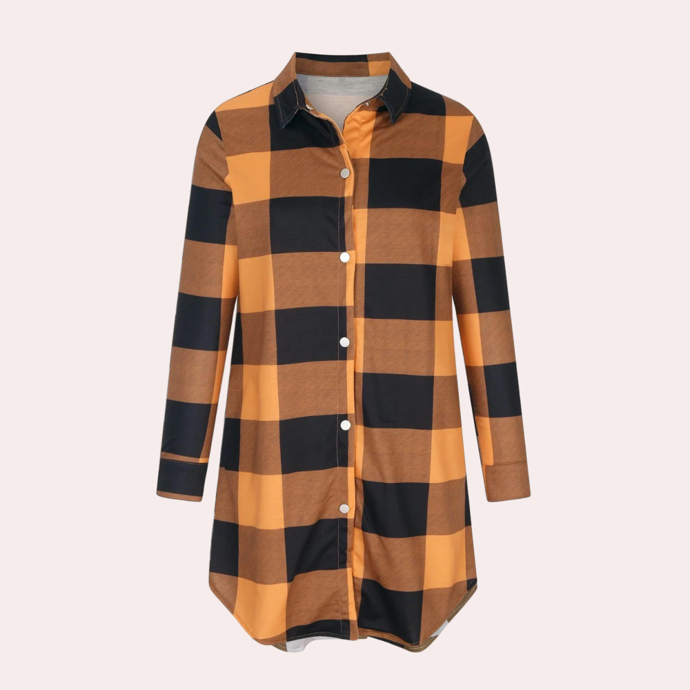 EB | Kariertes Herbstjacke in Midilänge für Damen