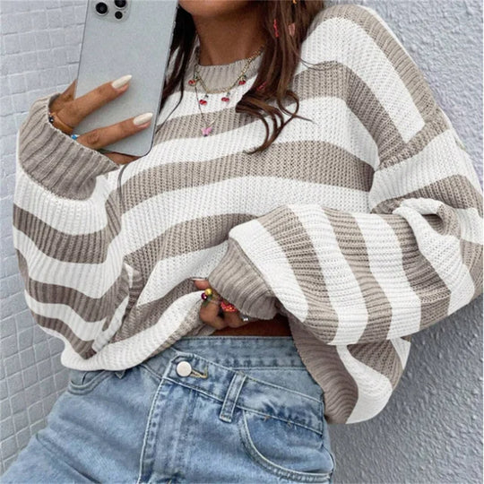 EB - Schicke Herbstgestreifte Pullover mit Perfektem Schnitt für Frauen