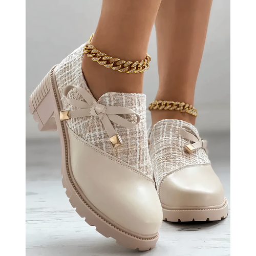Elegante Seiten-Reißverschluss Blockabsatzschuhe mit spitzen Akzenten EB