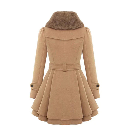 EB | Damen-Trenchcoat mit Veganem Fell und Gürtel