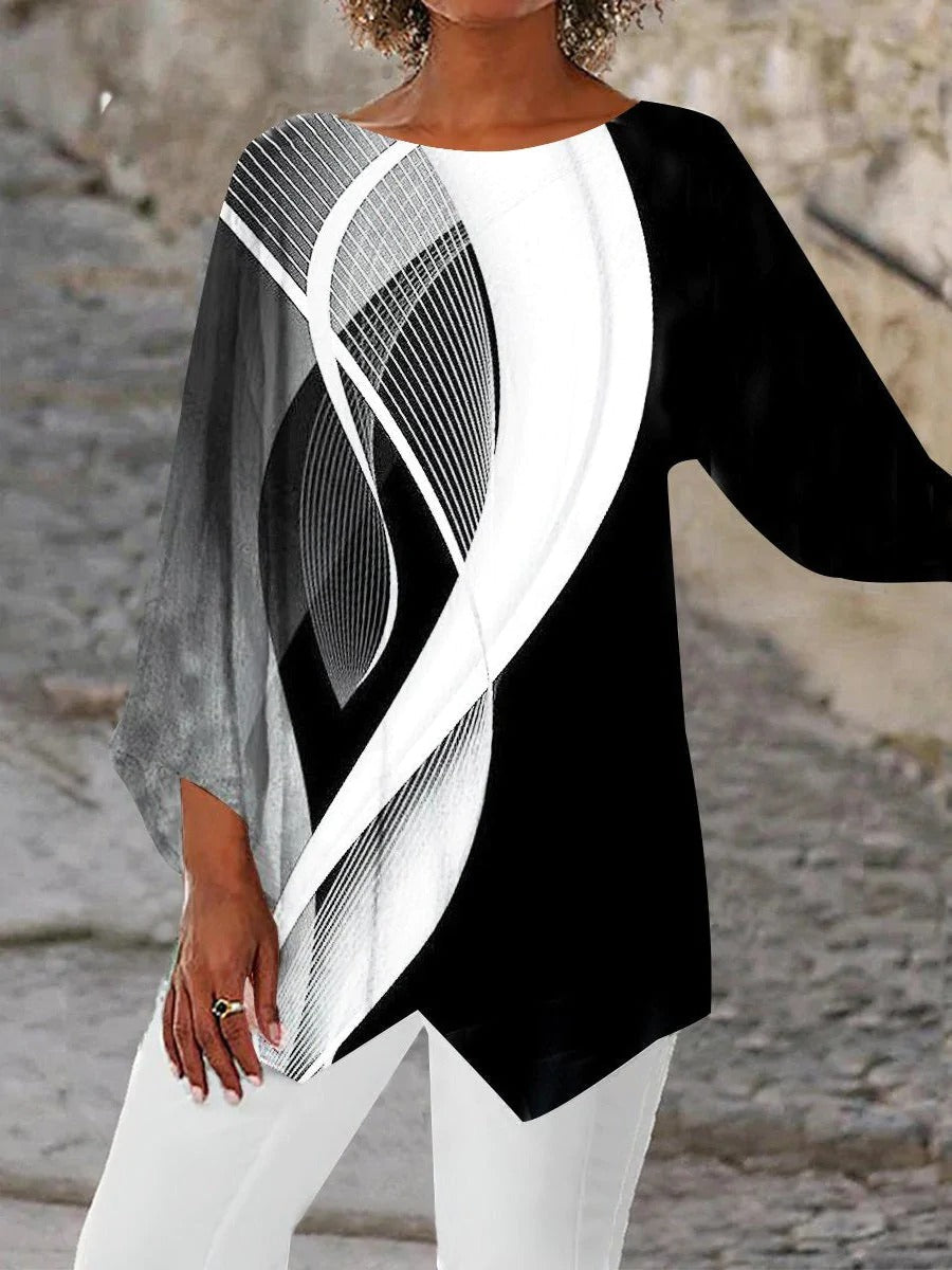 EB | Moderne Geometrische Langärmelige Tunika