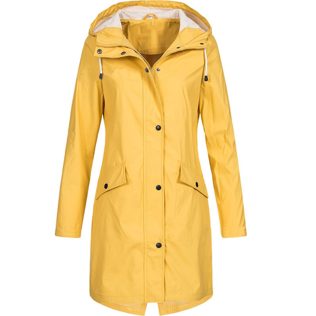 EB | Wasserdichte Lange Damenjacke mit Kapuze