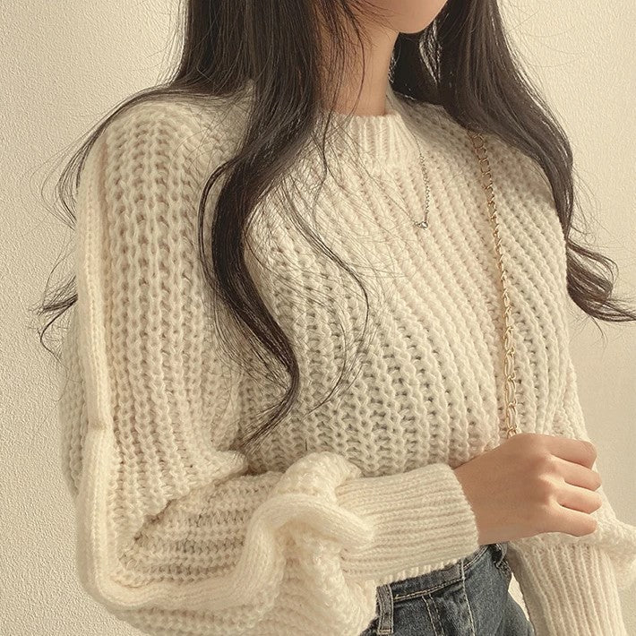 EB | Bequeme Damen Cropped Pullover mit Langen Ärmeln