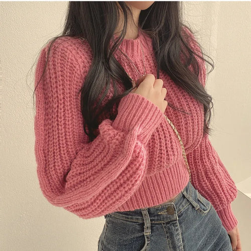 EB | Bequeme Damen Cropped Pullover mit Langen Ärmeln