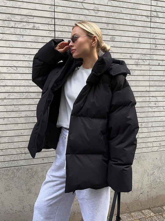 EB | Damenjacke mit Kapuze Warme Daunenjacke Im Kurzen Modell