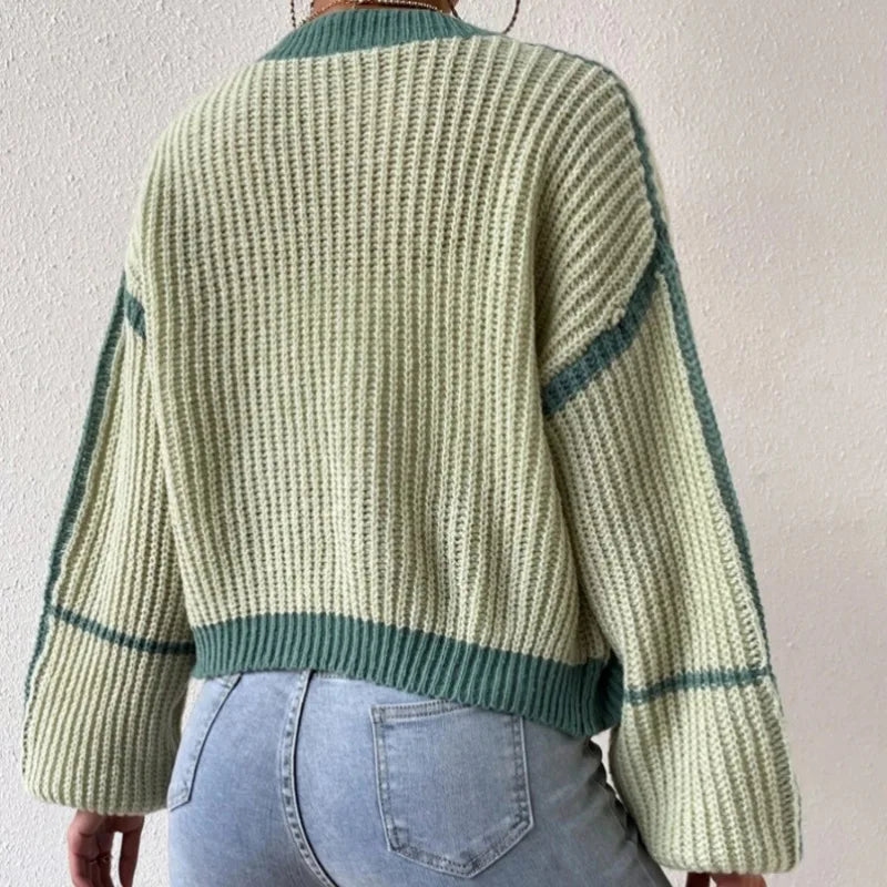 EB | Damen Strickjacke mit Farbe und langen Ärmeln