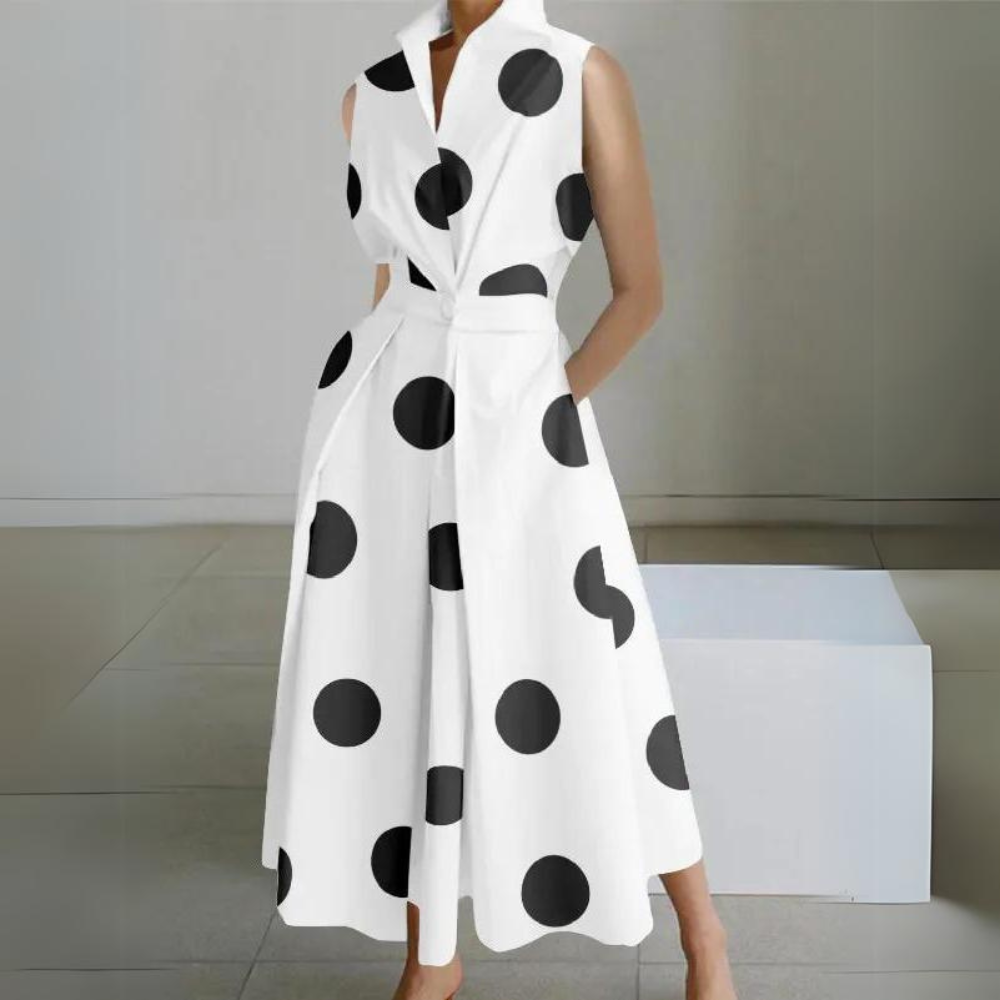 EB | Ärmelloses Polka-Dot Midi-Kleid