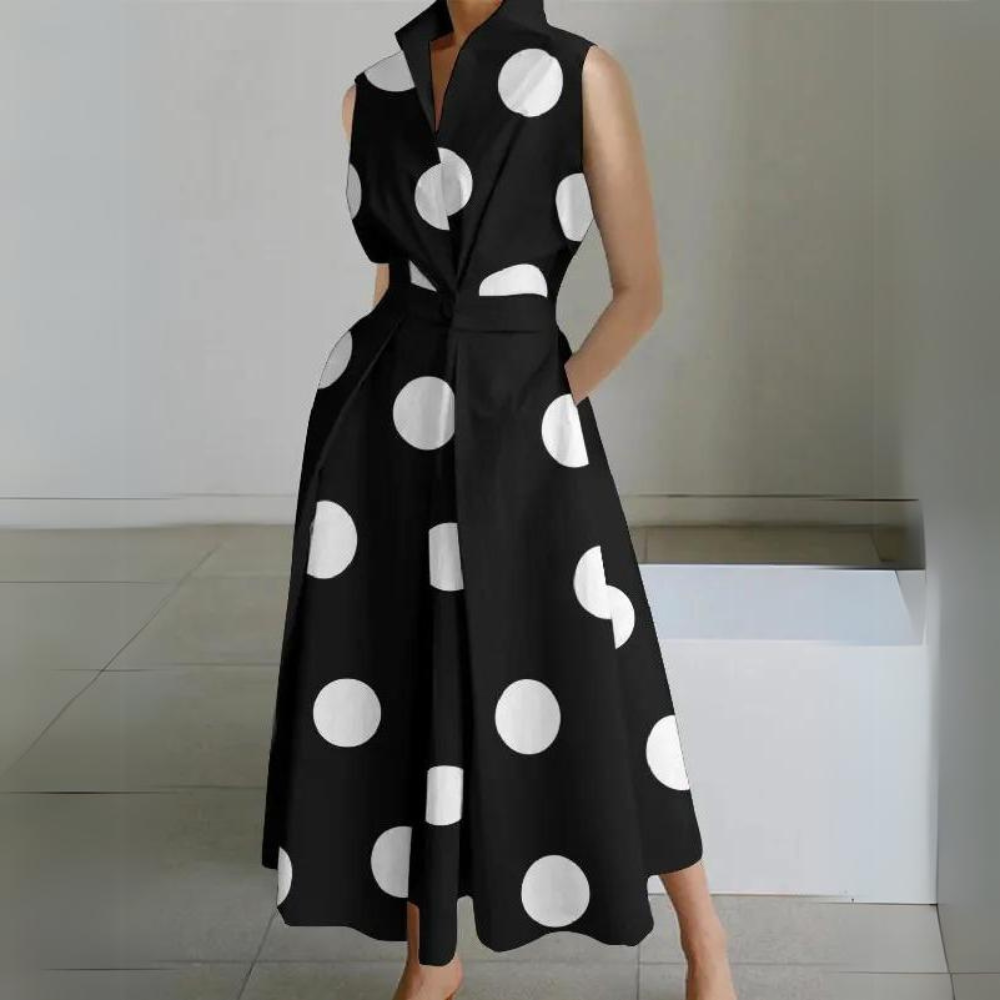 EB | Ärmelloses Polka-Dot Midi-Kleid