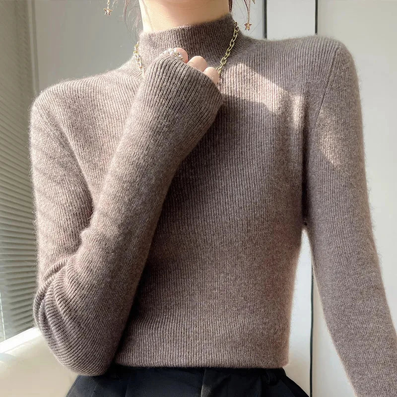 EB | Strickpullover mit Halbem Rollkragen und Langen Ärmeln