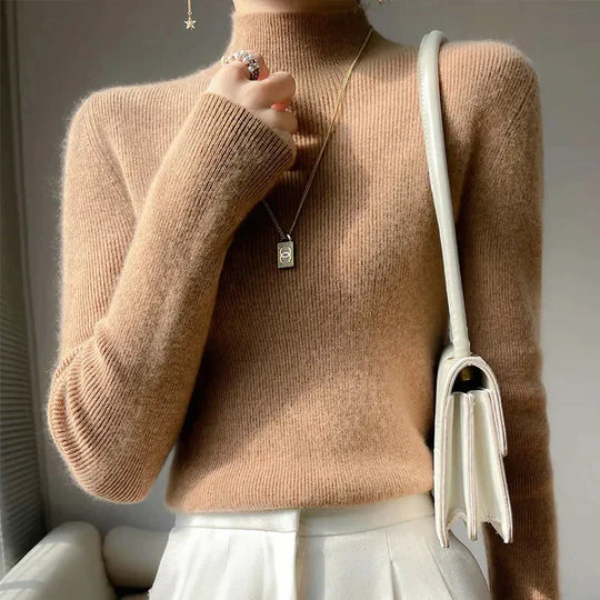EB | Strickpullover mit Halbem Rollkragen und Langen Ärmeln