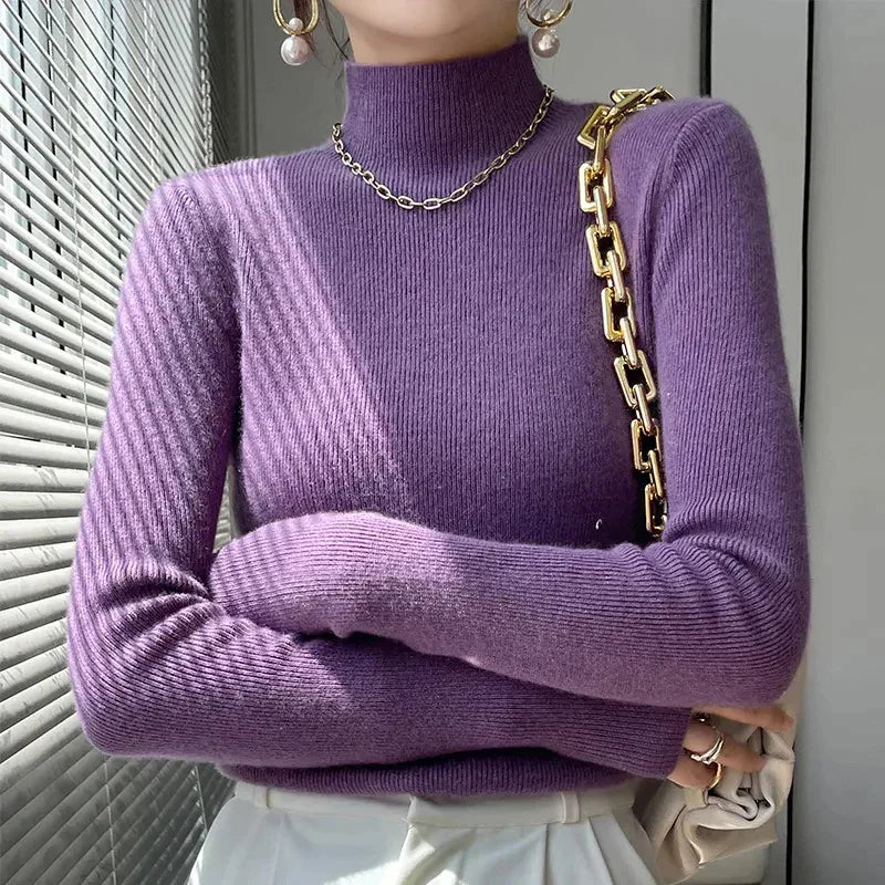 EB | Strickpullover mit Halbem Rollkragen und Langen Ärmeln