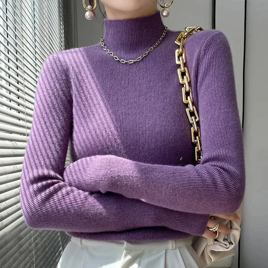 EB | Strickpullover mit Halbem Rollkragen und Langen Ärmeln