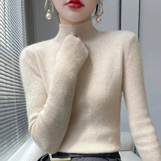 EB | Strickpullover mit Halbem Rollkragen und Langen Ärmeln