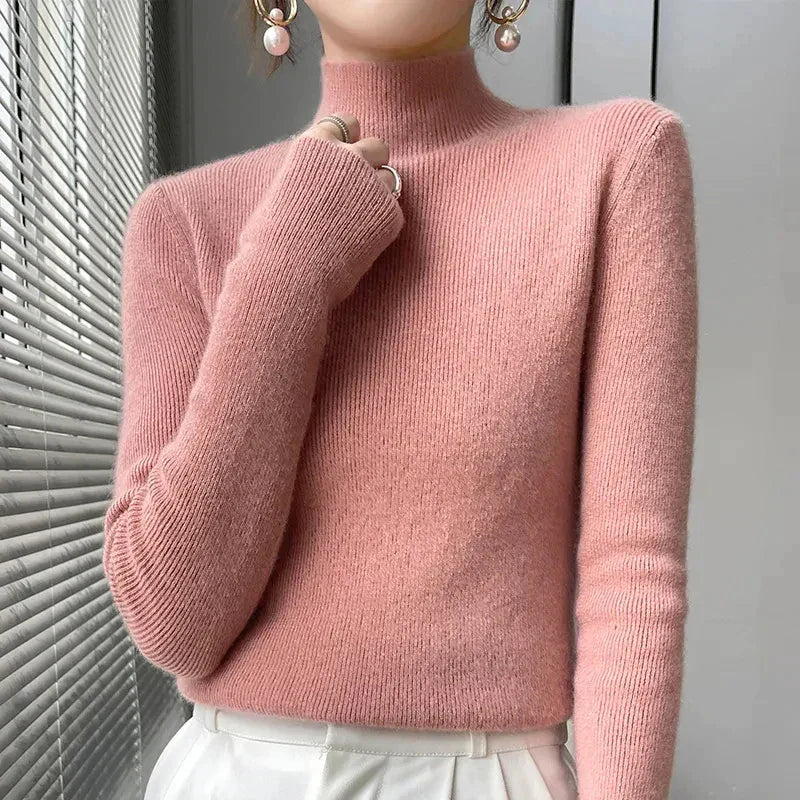 EB | Strickpullover mit Halbem Rollkragen und Langen Ärmeln