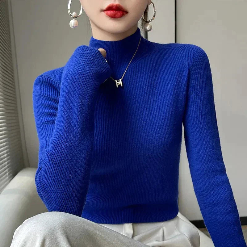 EB | Strickpullover mit Halbem Rollkragen und Langen Ärmeln